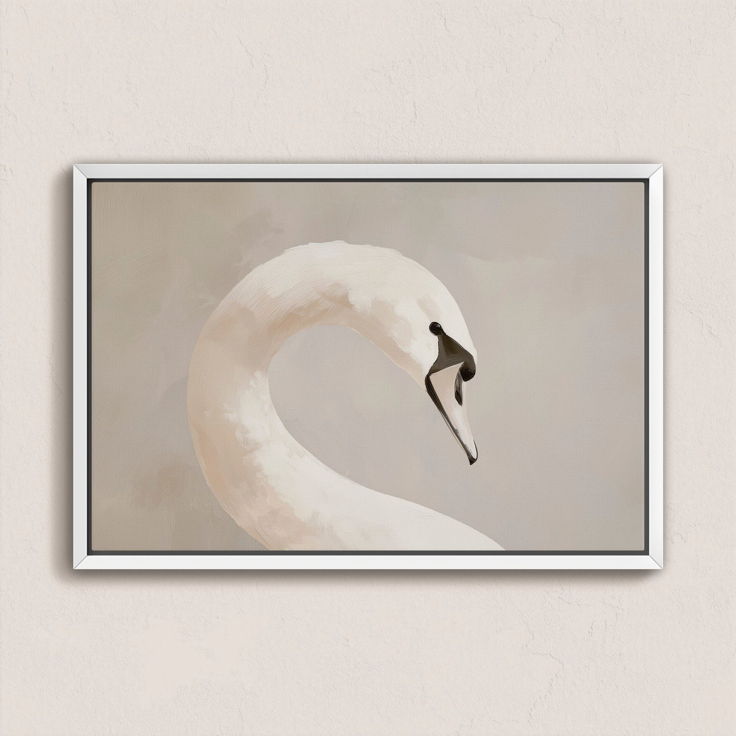 Lumine canvas print featuring elegant swan in soft muted tones, minimalist nature-inspired wall art
