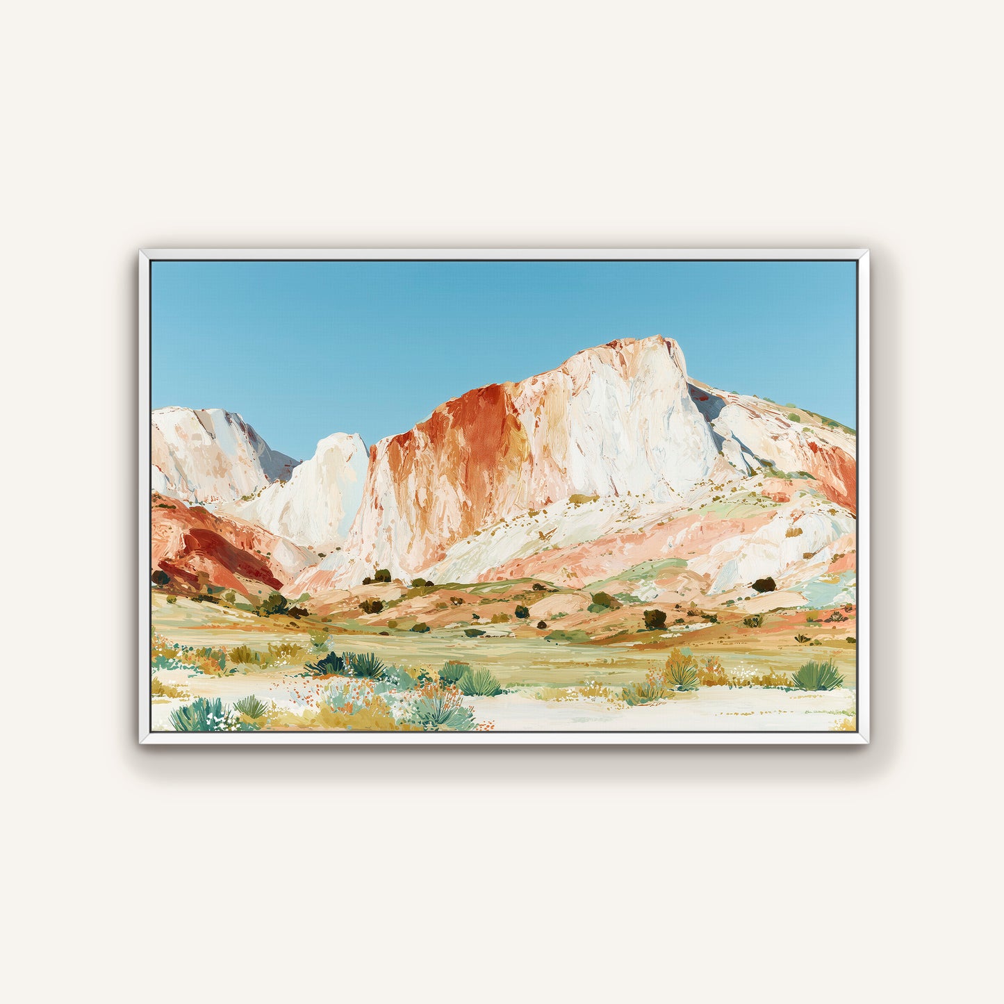 a picturesque mountain landscape with a clear blue sky and lush green vegetation.