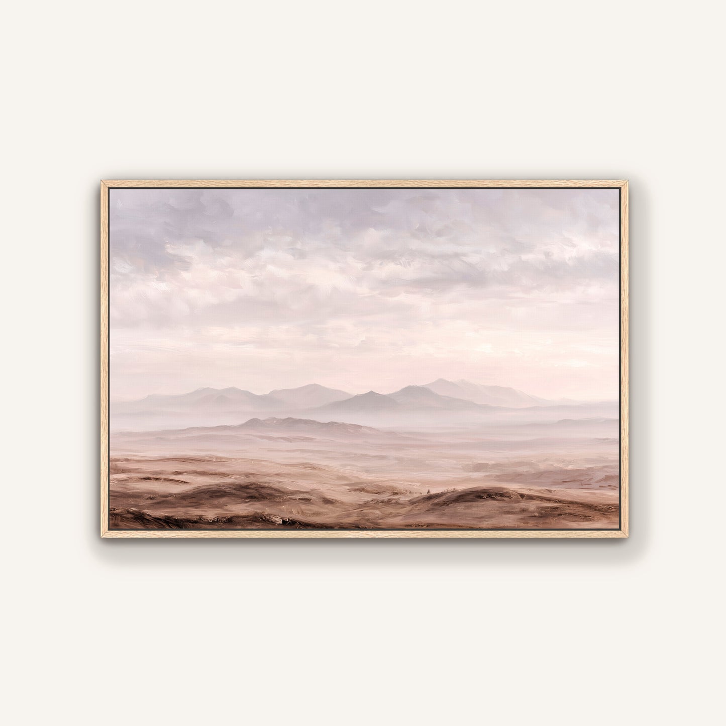 a vast, barren landscape with rolling hills and mountains in the distance, under a cloudy sky.