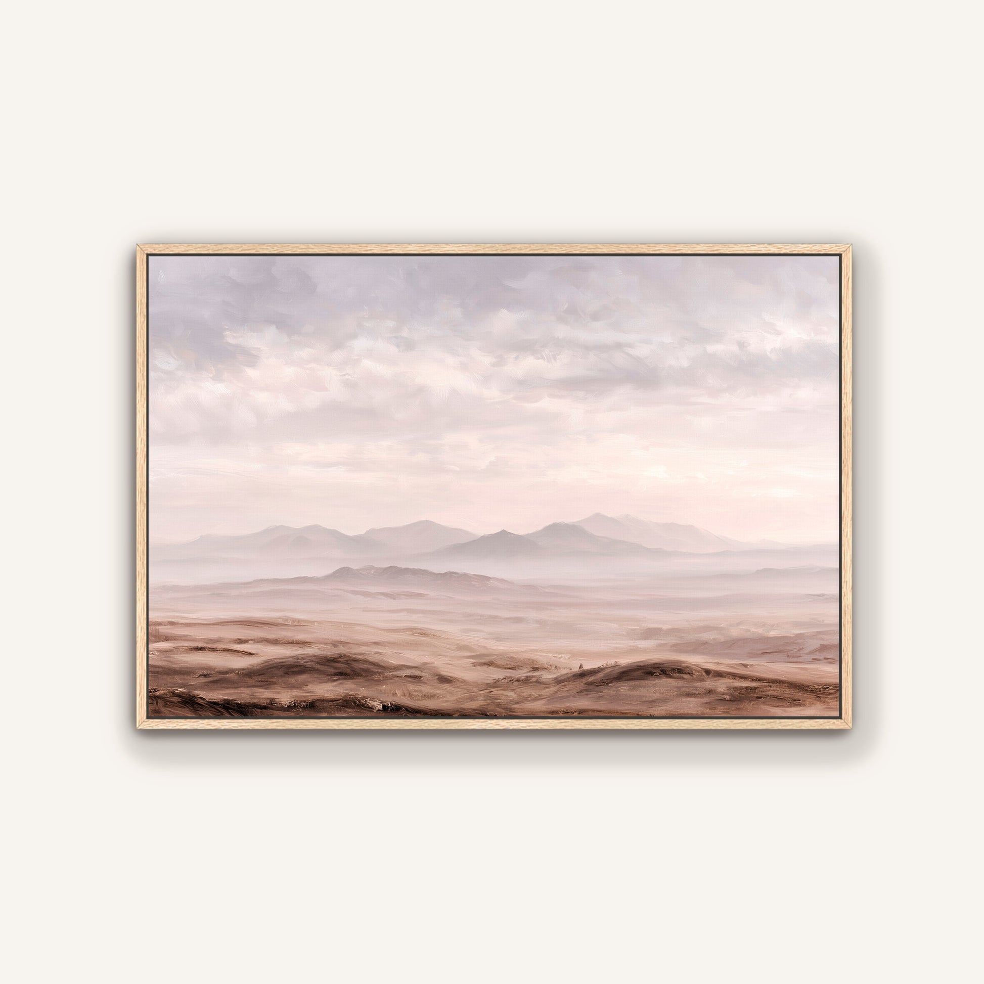 a vast, barren landscape with rolling hills and mountains in the distance, under a cloudy sky.
