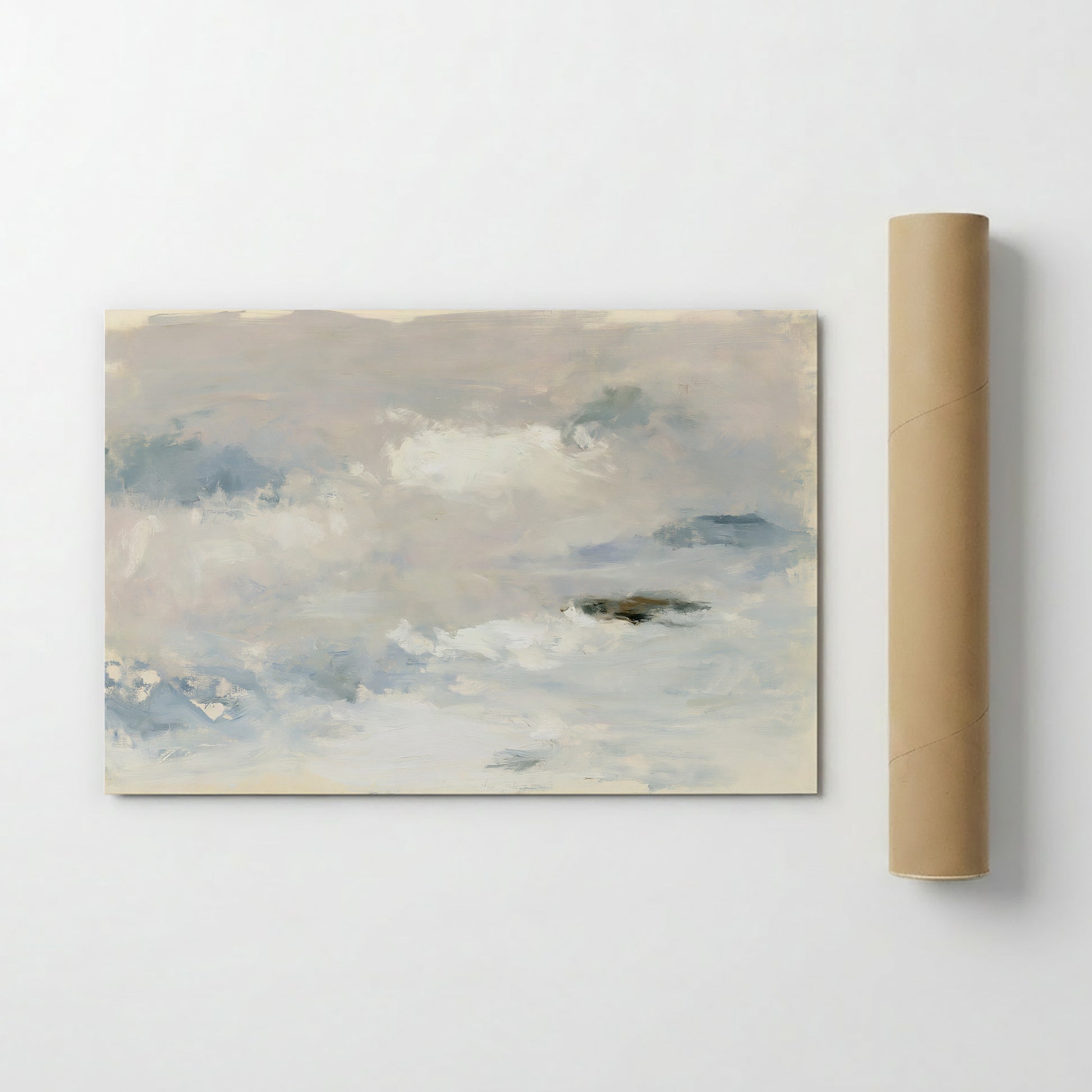 The image is a painting of a cloudy sky, depicting a serene and atmospheric scene.