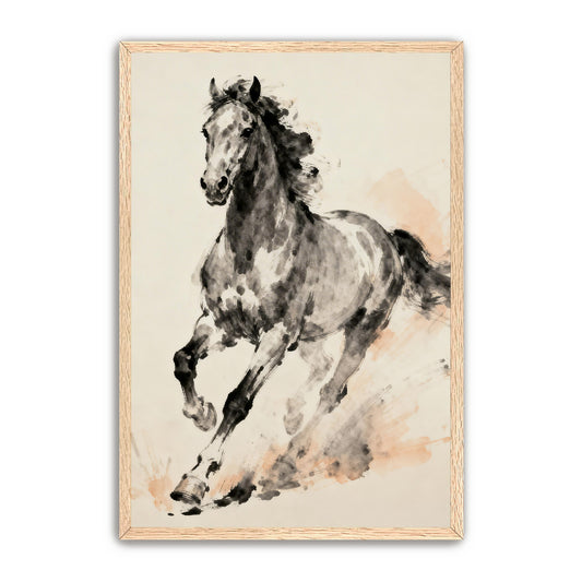 a horse in motion, captured in a dynamic pose.