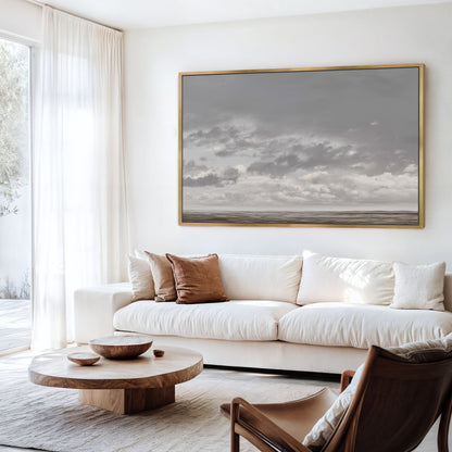 Duskfield canvas print of gray cloudy sky over tranquil plain in modern living room