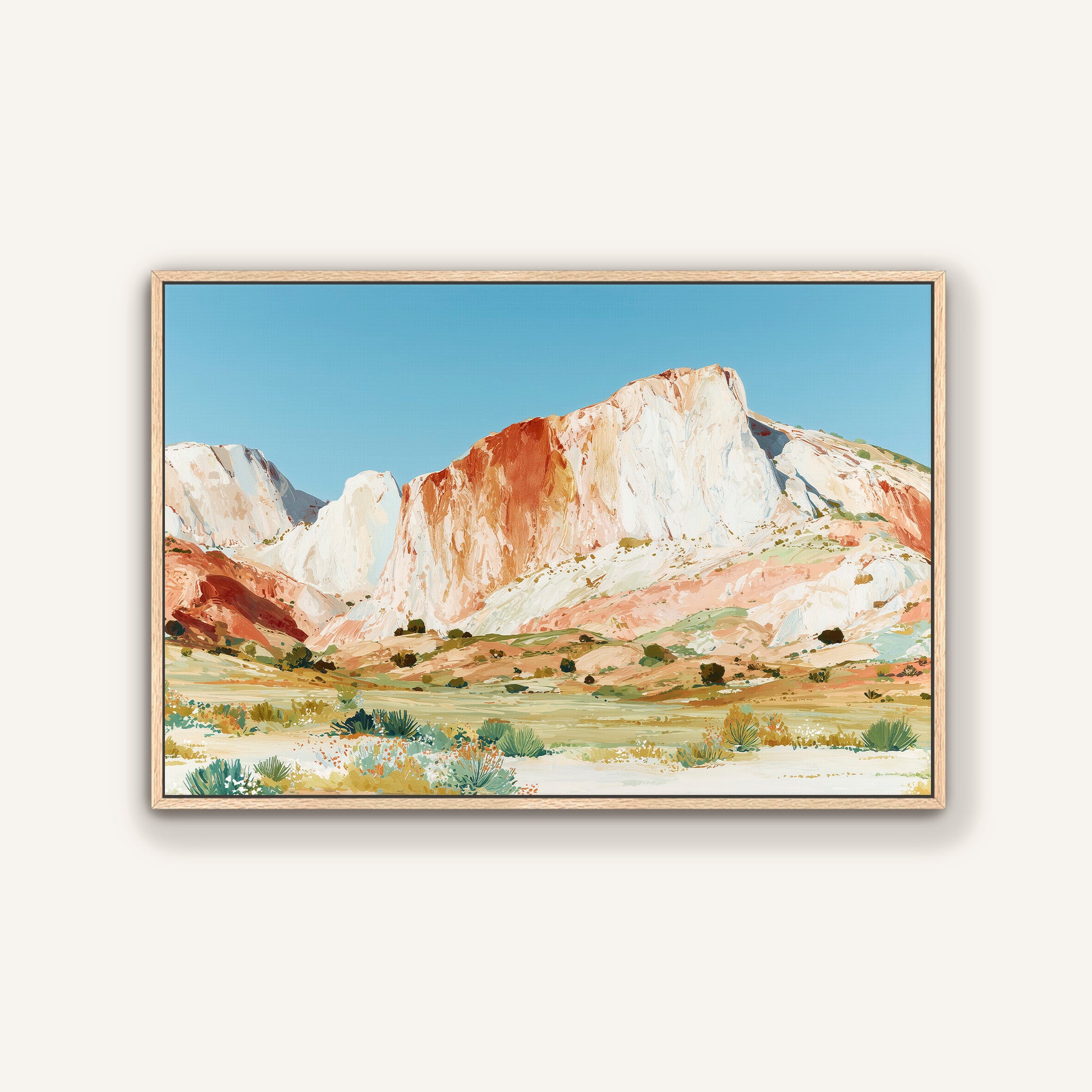 a picturesque mountain landscape with a clear blue sky and lush green vegetation.