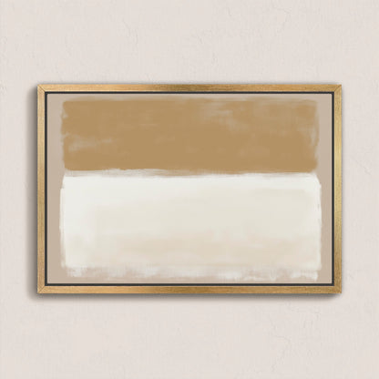 Sienna Canvas Print abstract art with warm golden and ivory tones in wooden frame