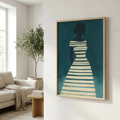 Teal Striped Figure