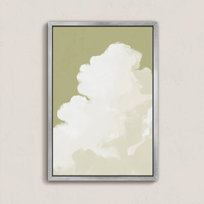 Rise Canvas Wall Art featuring a framed soft white cloud against muted sage background for calm modern interiors