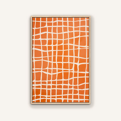 a square-shaped frame with a grid pattern of orange squares and white lines.