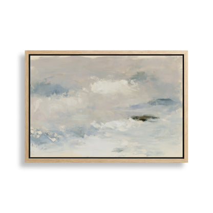 The image is a framed abstract painting depicting a cloudy sky with a sense of tranquility and serenity.