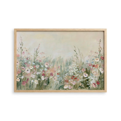 The image is a painting of a field of flowers, with a variety of colors and shapes.