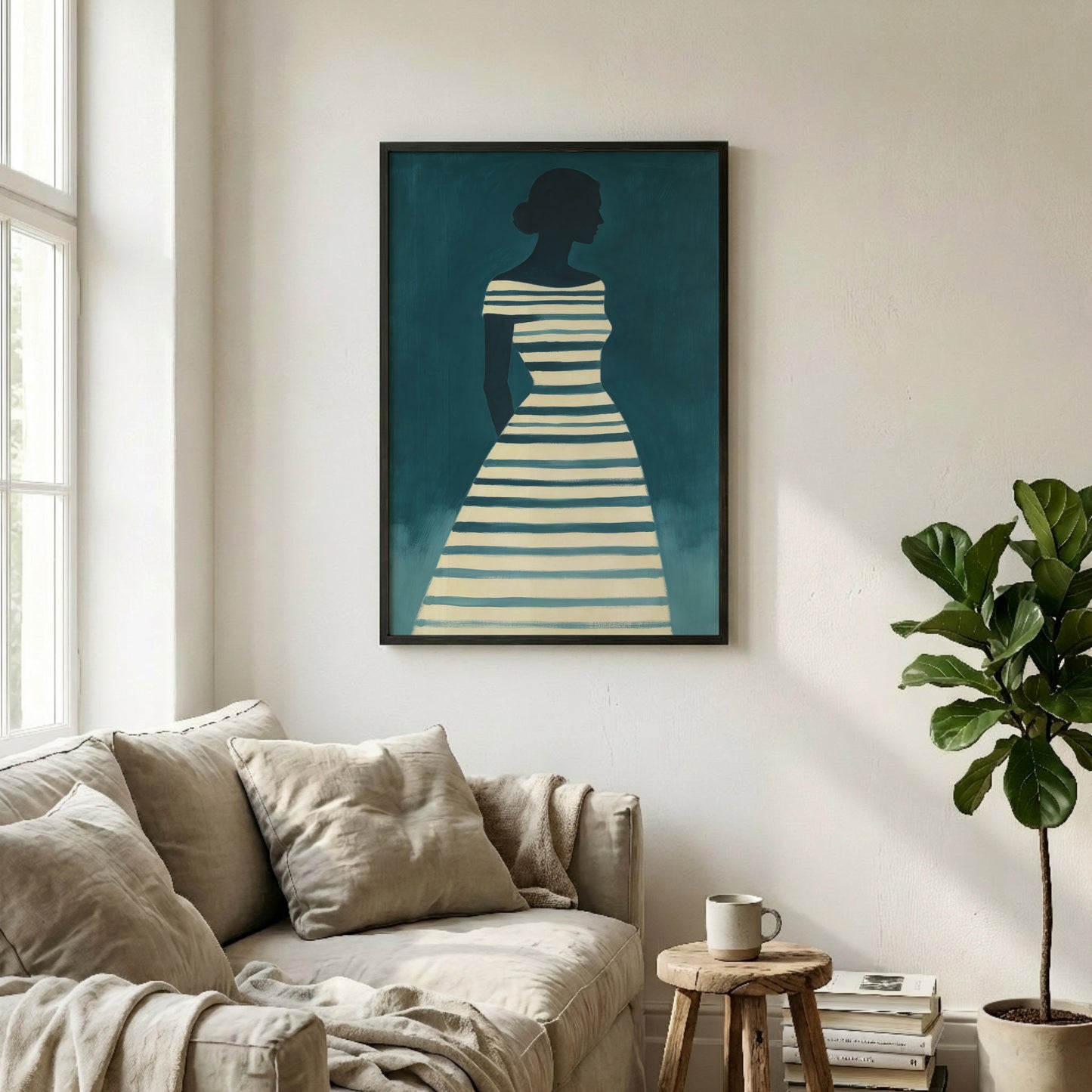 Teal Striped Figure