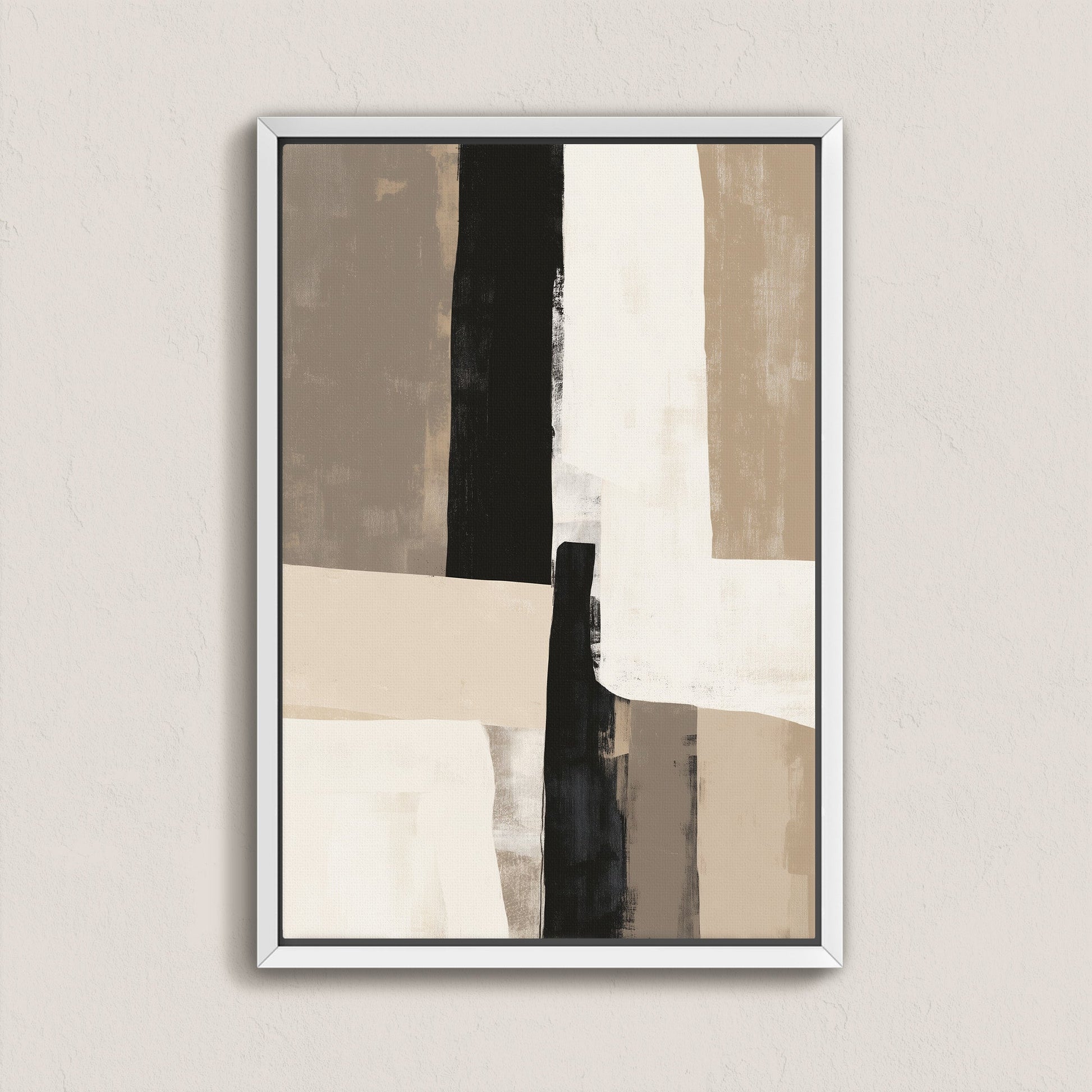 Abstract Align Canvas Print with layered neutral tones and geometric shapes in a minimal modern style