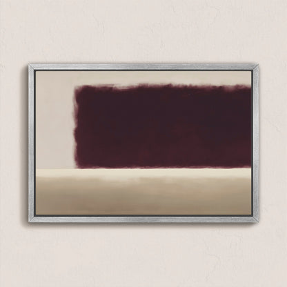 Threshold canvas wall art with deep burgundy and soft ivory abstract fields in a silver frame