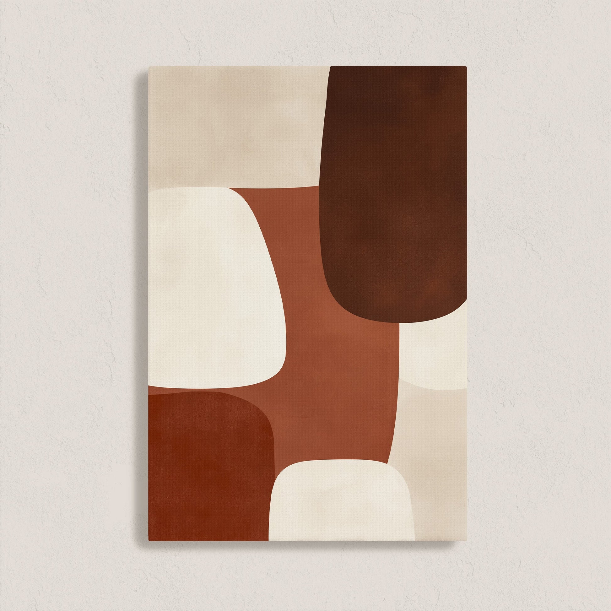 Formation Canvas Print abstract art with sienna, ivory, and espresso shapes on archival-grade gallery wrapped canvas