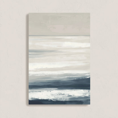 Syd Canvas Print featuring soft ivory, sand, and indigo coastal abstract art on archival-quality canvas.