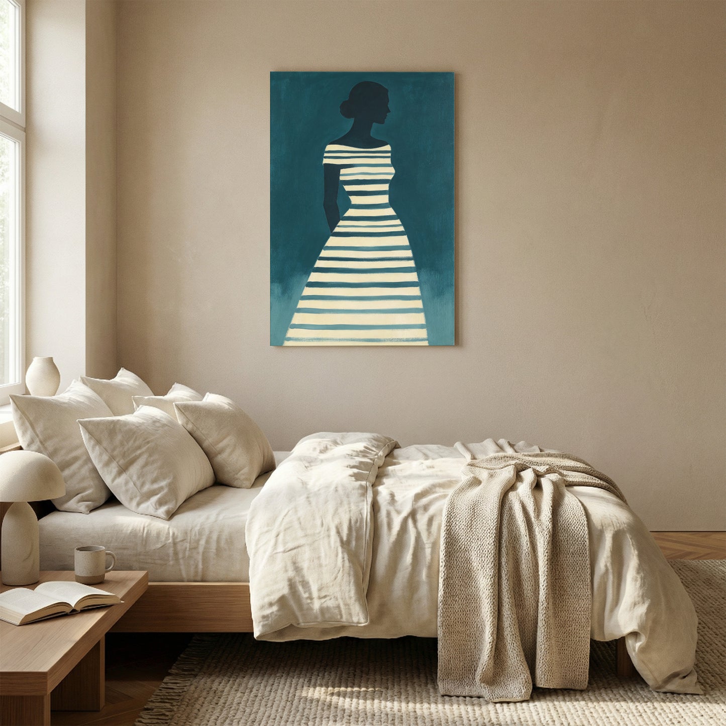 Teal Striped Figure