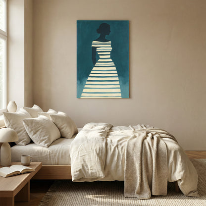Teal Striped Figure