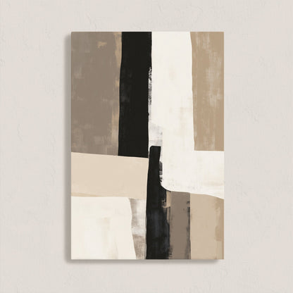 Abstract neutral tones Align Canvas Print with layered blocks and painterly texture on gallery-wrapped canvas