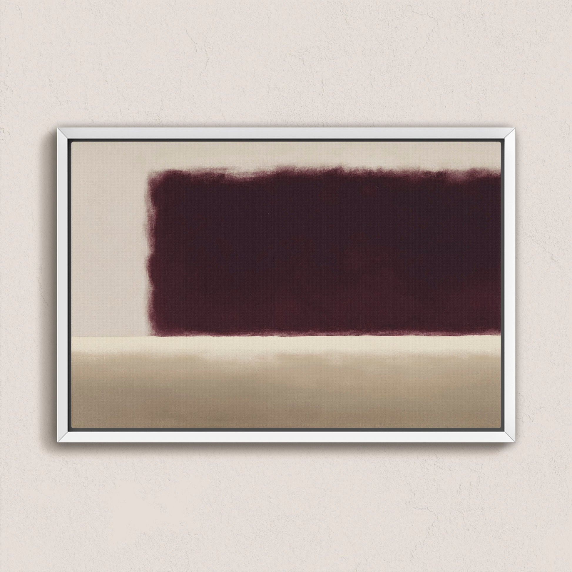 Threshold Canvas Wall Art featuring deep burgundy and soft ivory abstract design with blurred edges in a minimalist white frame
