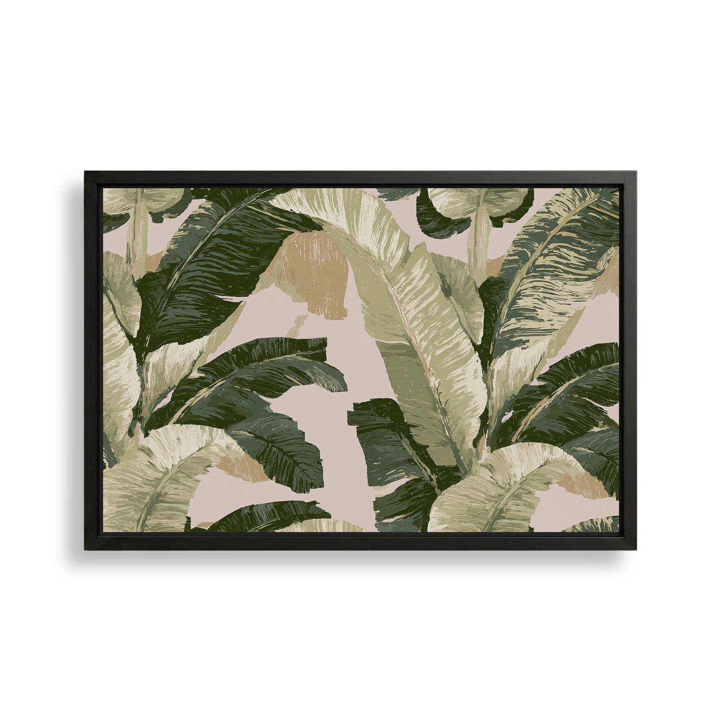 a large, lush green leaf pattern with a tropical feel, creating a sense of nature and foliage.
