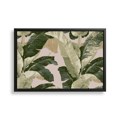 a large, lush green leaf pattern with a tropical feel, creating a sense of nature and foliage.