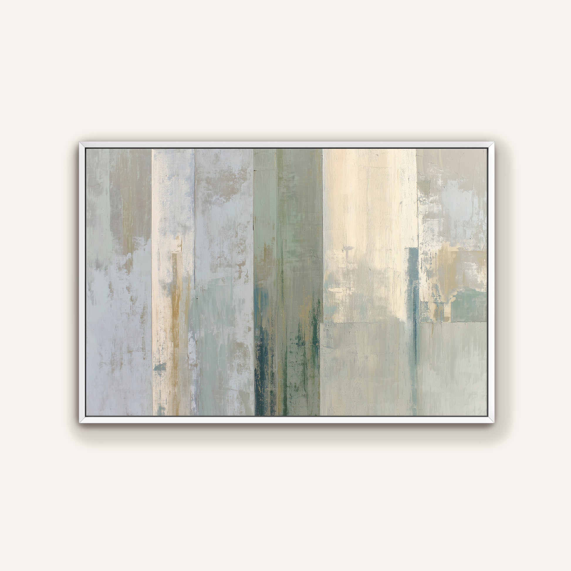 The image is a framed abstract painting with a minimalist and modern style.