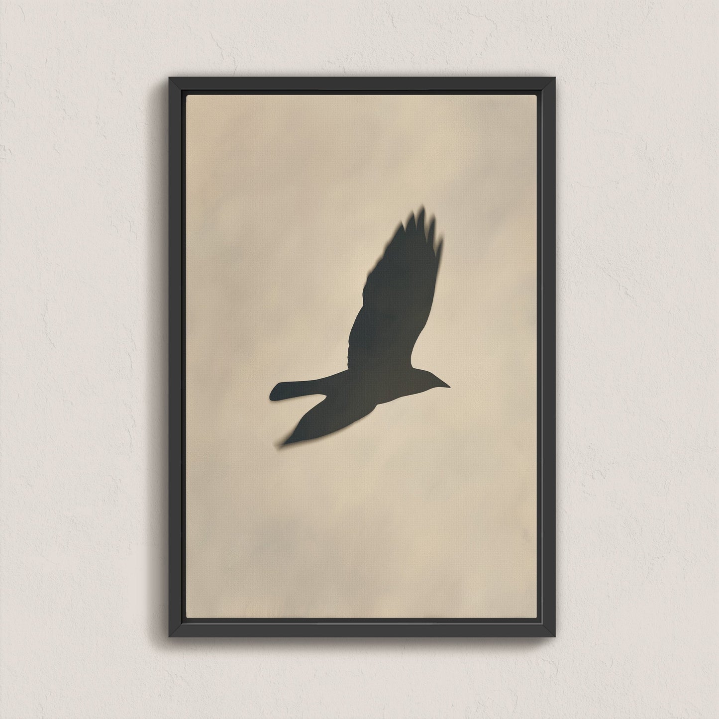 Soar Canvas Print framed bird silhouette in soft neutral tones for modern interiors