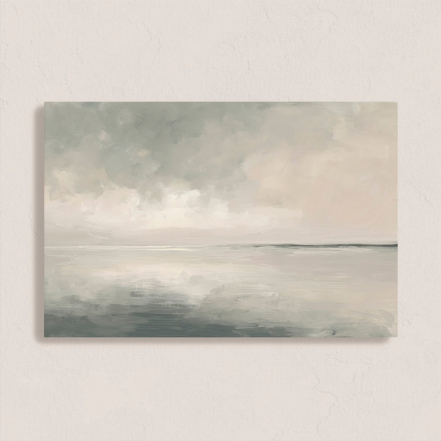Aure Cavas Print serene abstract sky and sea canvas art in neutral tones