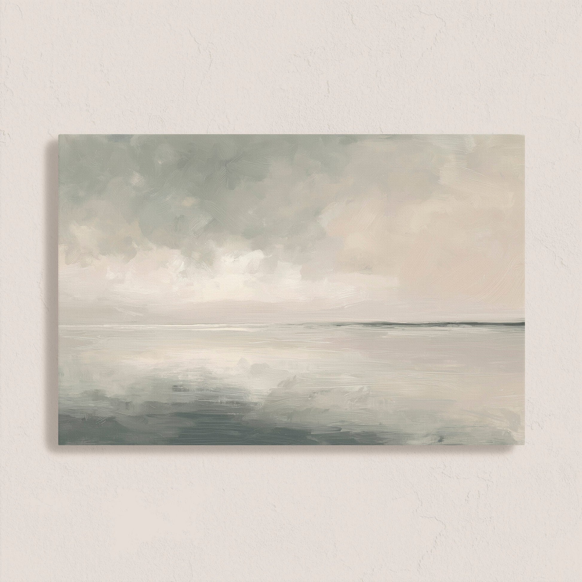 Aure Cavas Print serene abstract sky and sea canvas art in neutral tones