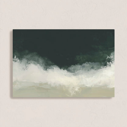 Surge Canvas Wall Art with deep emerald and soft white tones evoking ocean and storm, archival-grade gallery wrapped canvas.