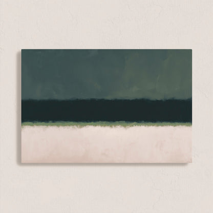 Minimalist Shade Canvas Print with deep olive and soft neutral tones, gallery-wrapped and suitable for modern interiors
