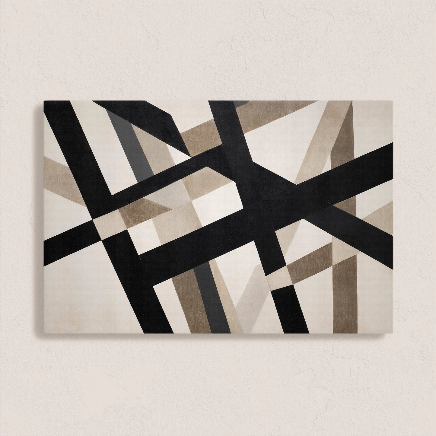 Axis Canvas Print with bold geometric lines in neutral tones, modern minimalist wall art on archival-grade canvas