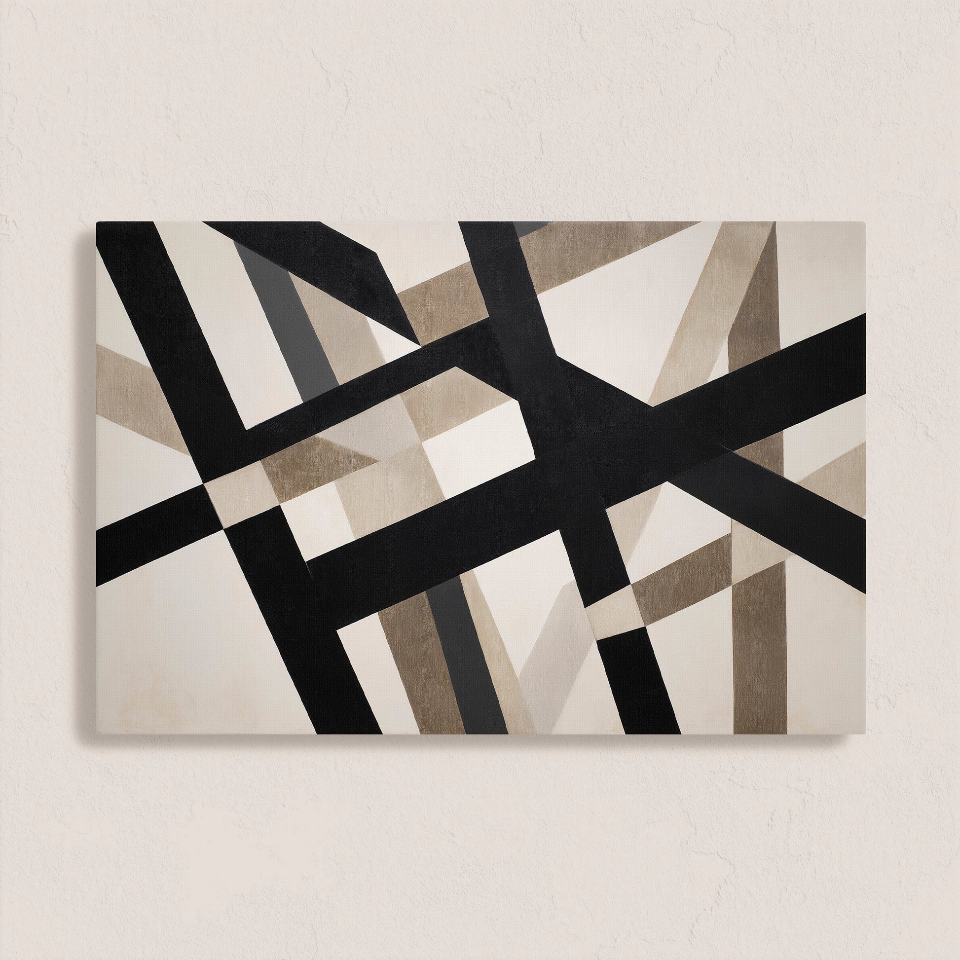 Axis Canvas Print with bold geometric lines in neutral tones, modern minimalist wall art on archival-grade canvas