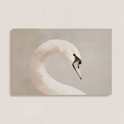 Lumine canvas print of elegant lone swan with soft light and muted tones for minimalist decor