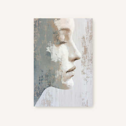 The image is a painting of a woman's face, depicting her profile in profile.