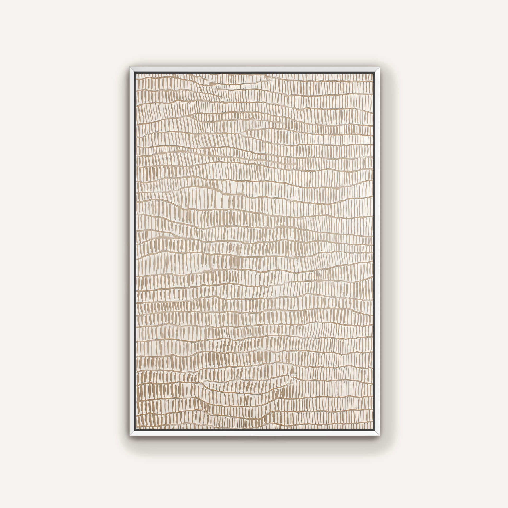 a rectangular frame with a textured pattern in a neutral color palette.