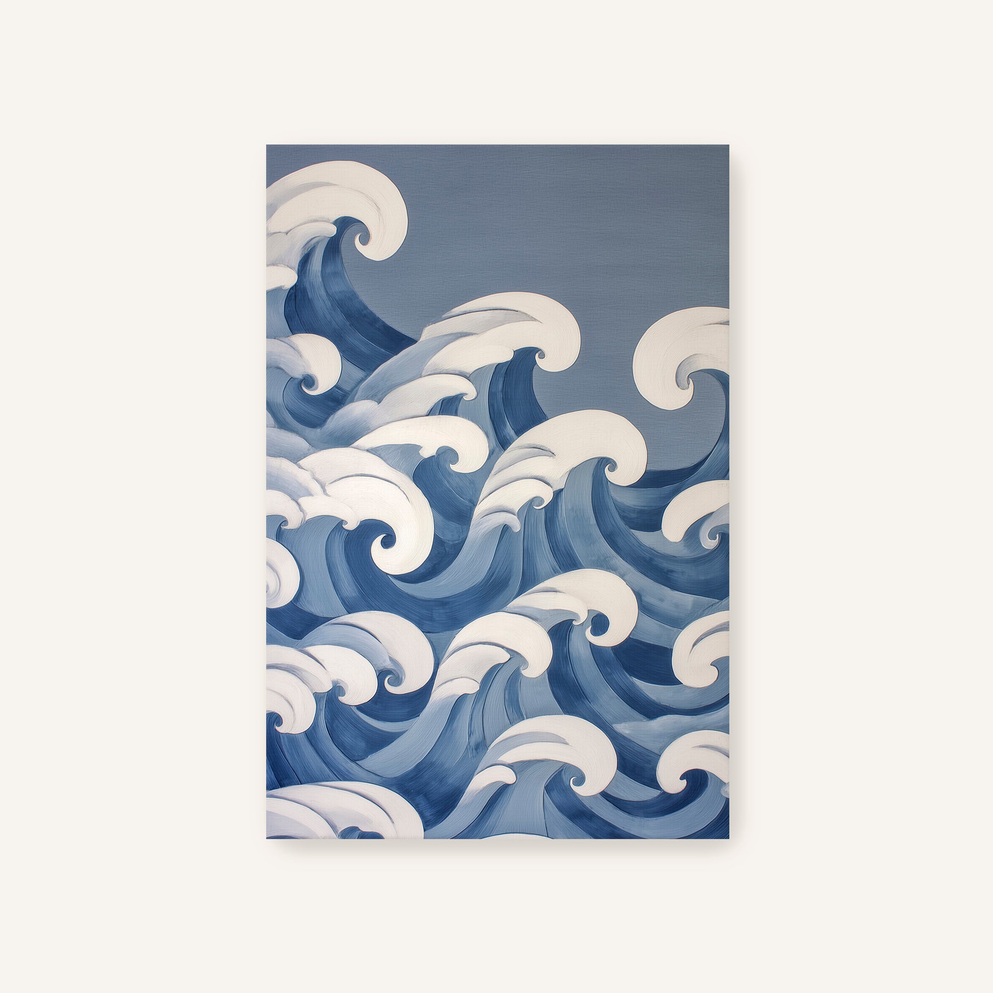 a repeating pattern of white and blue waves, creating a visually striking and dynamic composition.