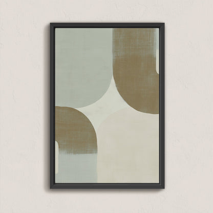 Forma Canvas Art with muted tones and gentle curves in black frame, modern minimalist wall decor