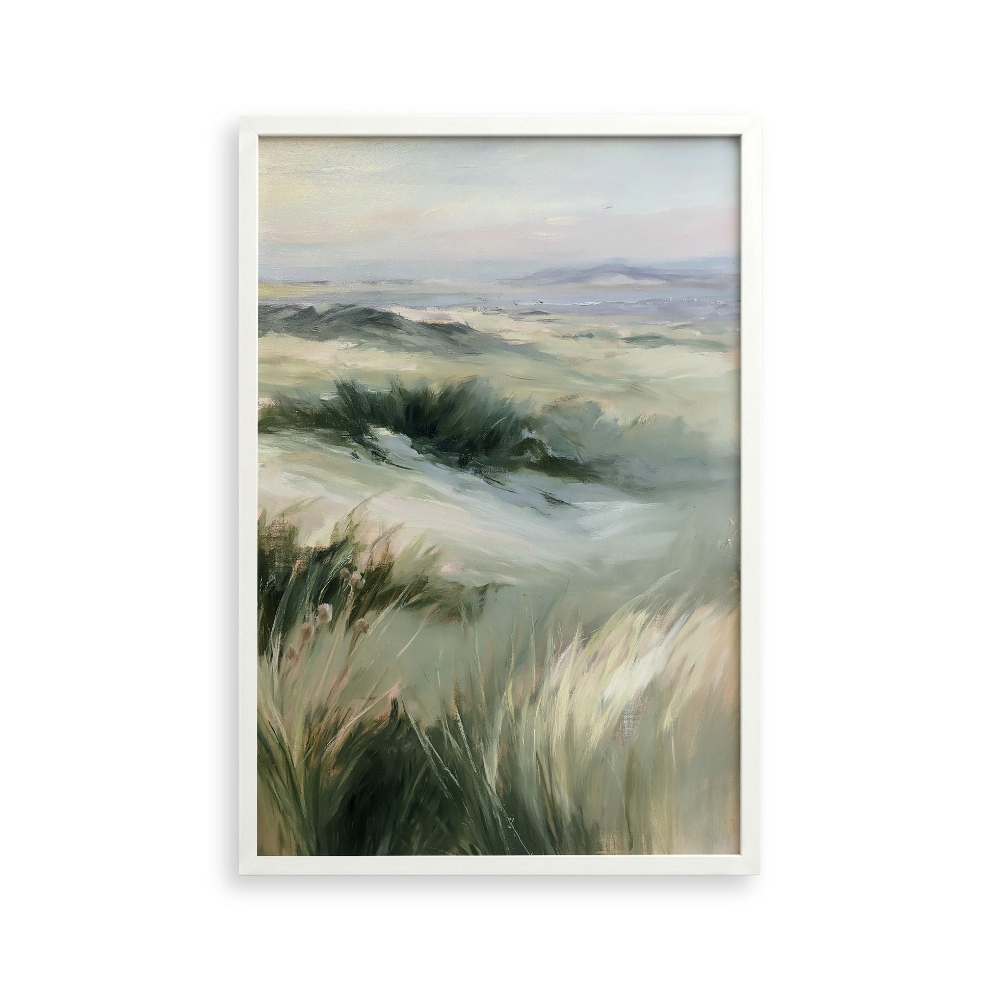 The image is a painting of a field with tall grass, depicting a serene and natural landscape.