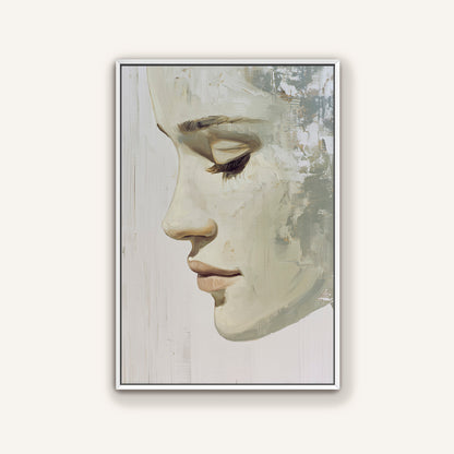 The image is a painting of a woman's face, depicting her profile in profile.