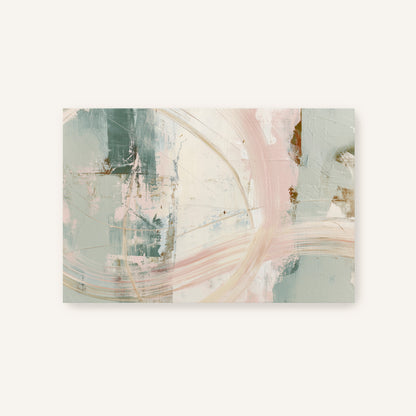 The image is an abstract painting with a mix of colors and brushstrokes, creating a dynamic and visually interesting composition.
