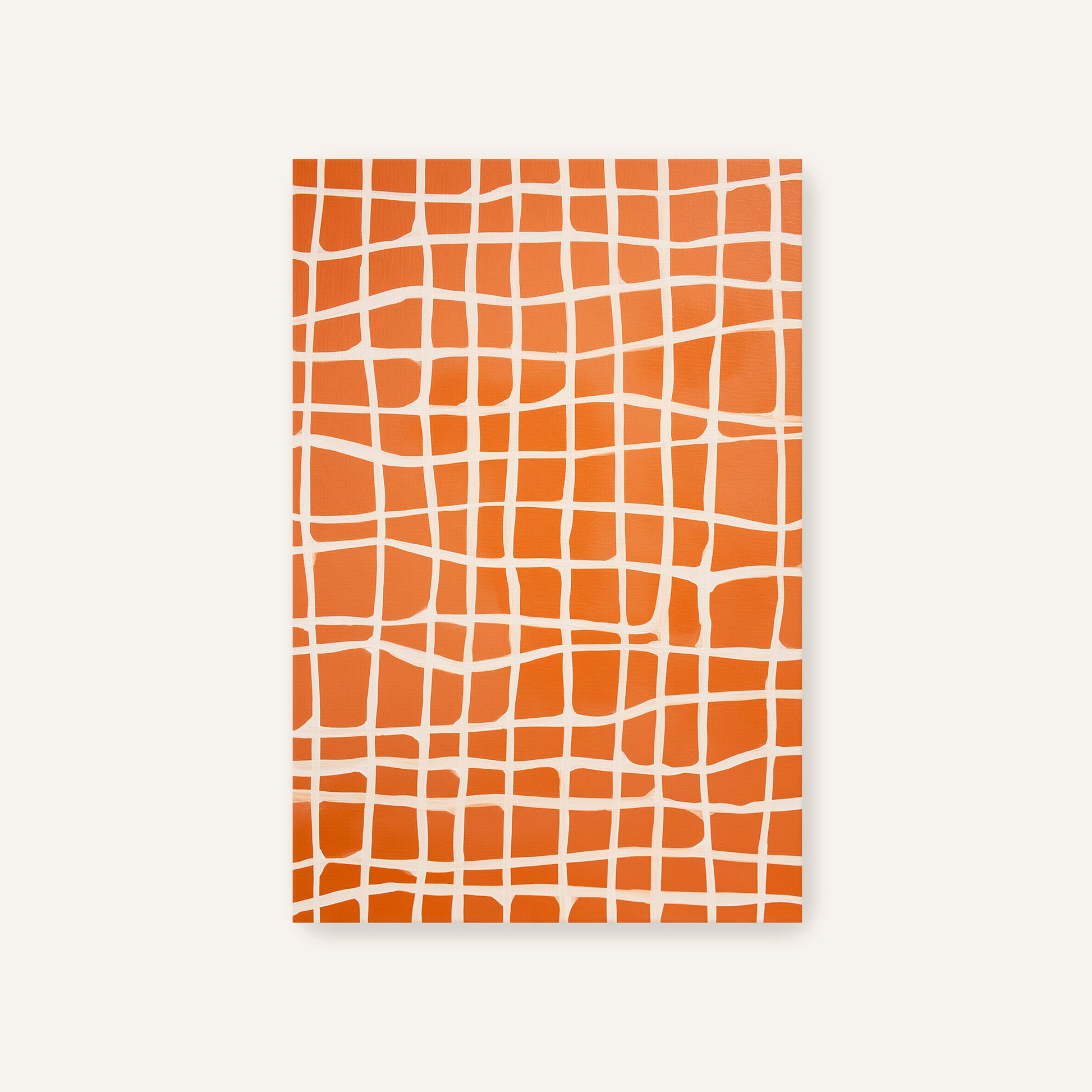 a square with a grid-like pattern of orange and white squares.