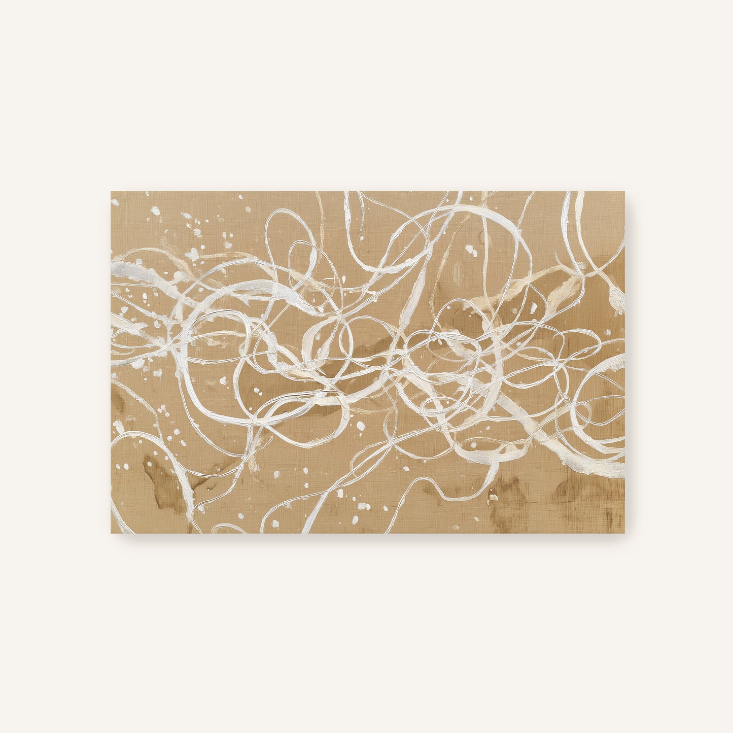 Abstract beige and ivory canvas print without frame