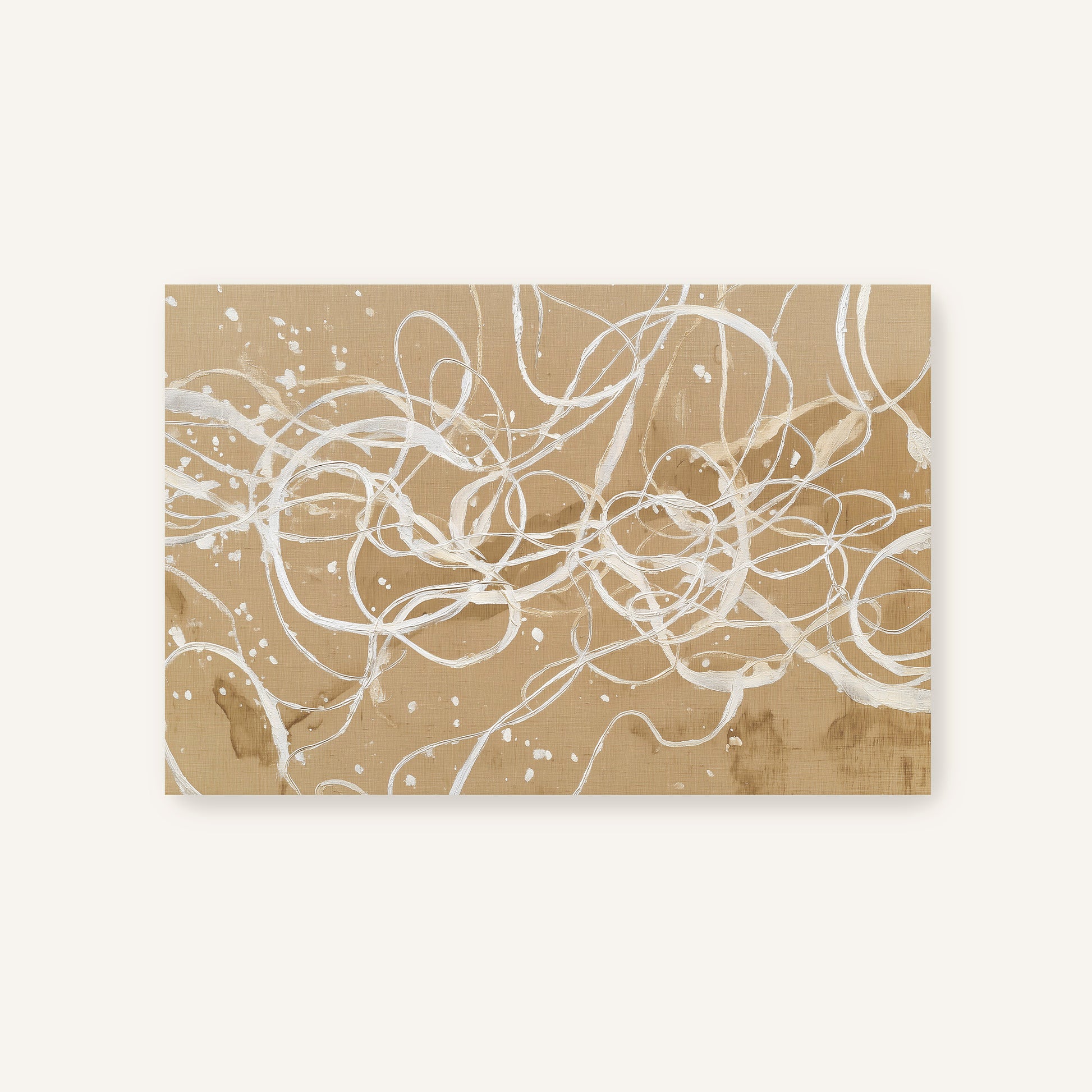 Abstract beige and ivory canvas print without frame