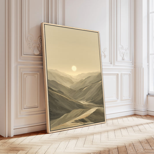desert landscape as the sunsets framed and mounted to canvas.