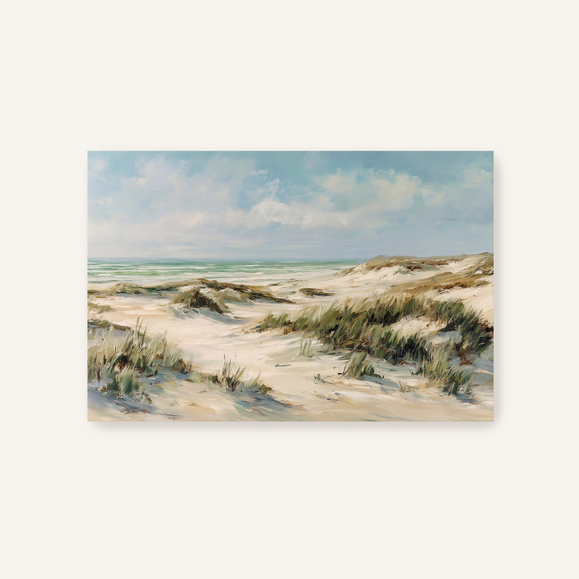 Coastal dunes canvas art print with ocean view, unframed option