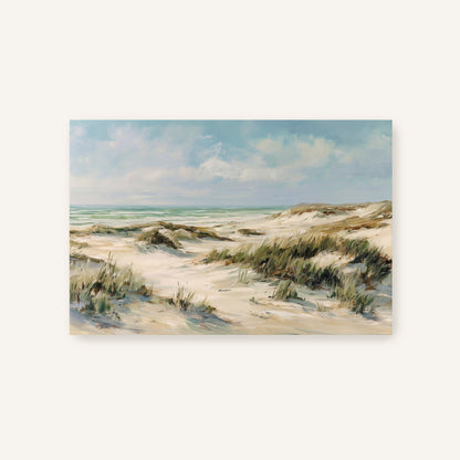 Coastal dunes canvas art print with ocean view, unframed option