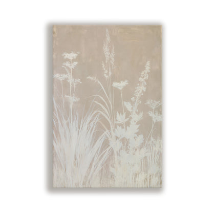a close-up view of a plant with long, thin leaves and flowers, creating a serene and natural scene.