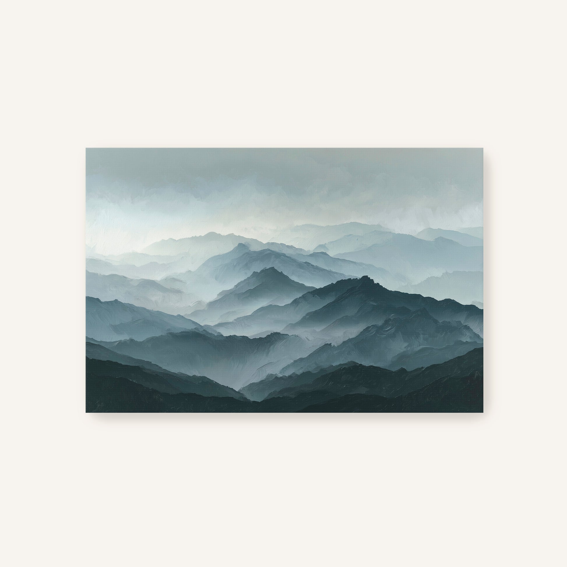 a breathtaking view of a mountainous landscape, with the mountains shrouded in a hazy, misty haze that creates a sense of depth and distance. The mountains appear to be covered in dark, rocky terrain, with their peaks obscured by the mist, giving the scene a sense of mystery and tranquility. The overall composition of the image is visually striking and evokes a sense of solitude and serenity, as the viewer is left to imagine the vastness and beauty of the natural landscape.
