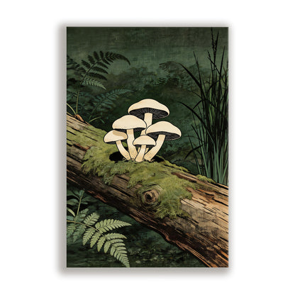 Mushroom canvas wall print with subtle border and soft shadow on white background
